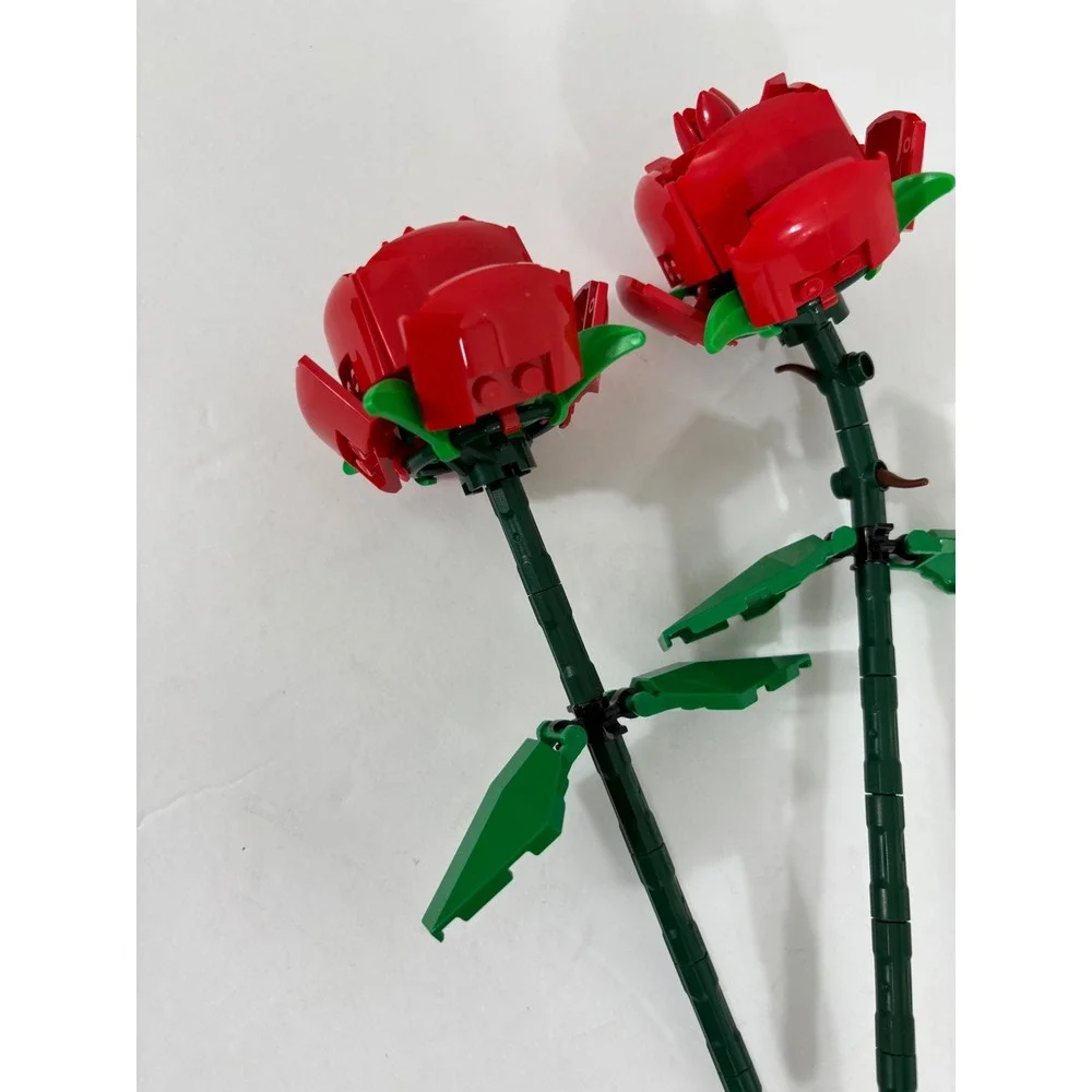 2 Lego Red‎ Roses Flower Building Blocks STEM Toy Display Decor 9.5 in